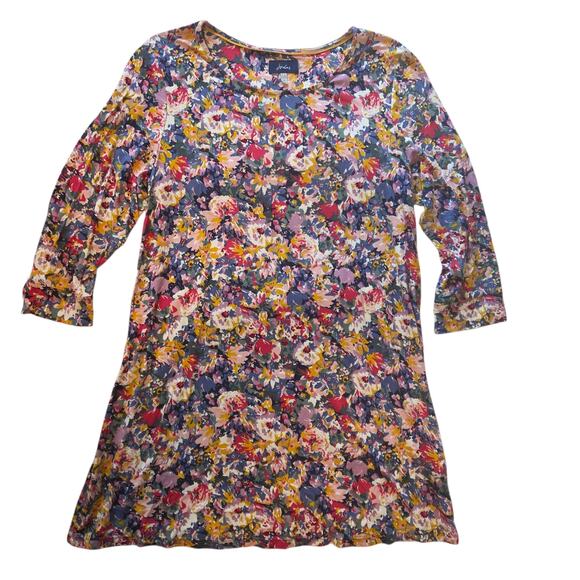 Joules Floral Hayden Jersey Tunic, Round Neck, three-quarter sleeves, size 12 - Picture 1 of 12